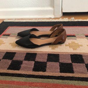 Brown Leather and Black Flats